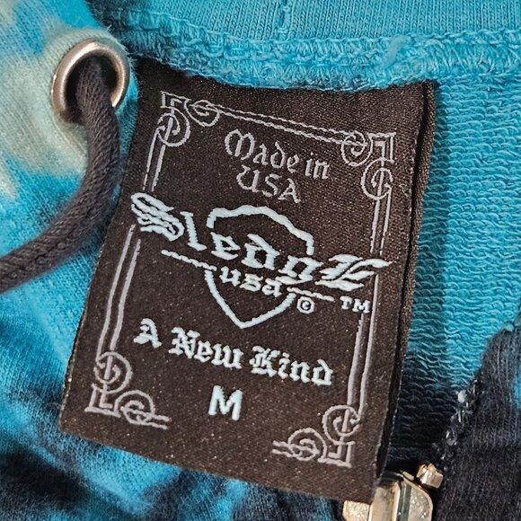 Sledge Vintage Hoodie Medium Zip Tie-Dye Rhinestone Blue Y2K Grunge Long Pockets - Picture 9 of 11